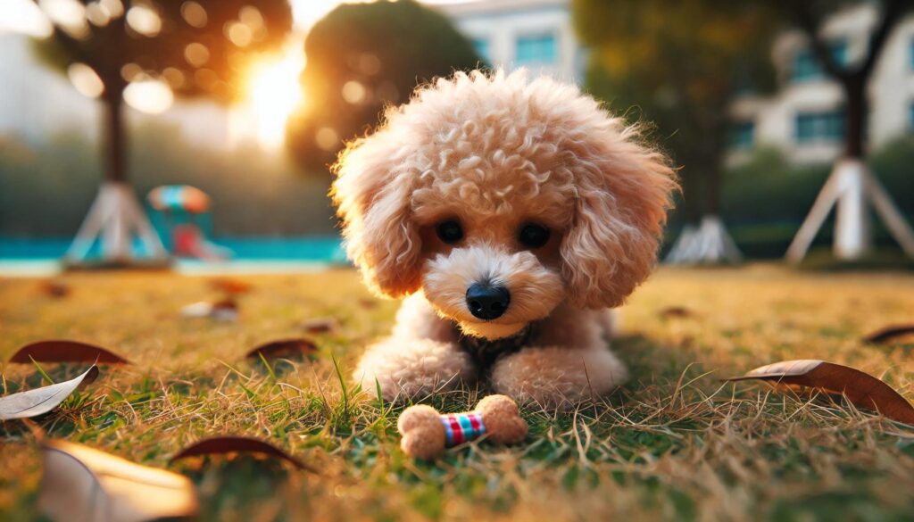 拾い食いをしようとしている犬