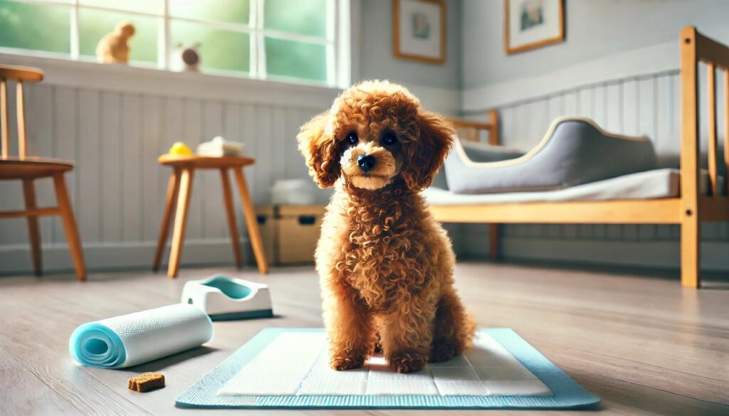 トイレトレーニングをするトイプードル