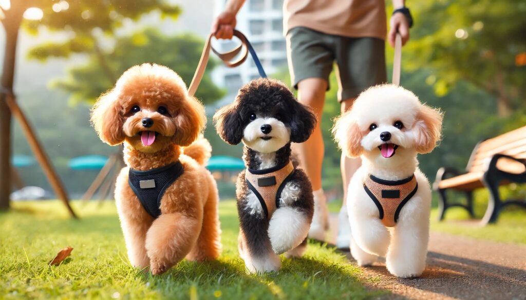 3匹の多頭飼いのお散歩風景