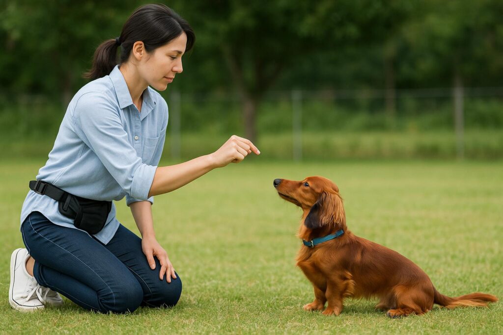 ドッグトレーナーが指導している瞬間